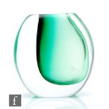 Vicke Lindstrand - Kosta - A post war glass vase of compressed ovoid form, with an off centre