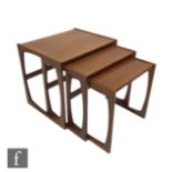 Victor B. Wilkins - G-Plan - A nest of three teak occasional tables on strut loop supports, the