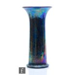 Ruskin Pottery - A large lily vase decorated in a Kingfisher Blue lustre, impressed mark and dated
