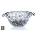Leerdam - A post war Serica glass ashtray of oval section, decorated with vertical columns of