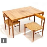 H.W. Klein - Bramin Mobler, Denmark - A rosewood dining table and chairs, comprising extending table
