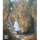 Robert M. Andrews (Contemporary) - 'Emily and the Flower Trail', oil on canvas, signed with initials