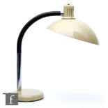 In the manner of Targetti Sankey - An Italian 1970s gooseneck desk lamp, the light ochre metal