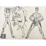 Albert Wainwright (1898-1943) - A study depicting three nude male figures in various poses, to the