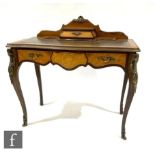Amended description - A late 20th Century Louis XVI style marquetry inlaid walnut ladies