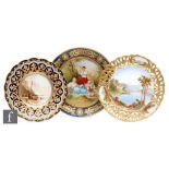Three early 20th Century cabinet plates, the first in the style of Vienna titled Auf Frocher