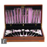 A Viners of Sheffield stainless steel six place canteen set, comprising dinner and dessert forks,