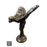 A contemporary hollow cast bronze figure of the Spirit of Ecstasy, height 62cm and width 40cm.