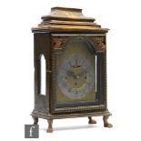 A 20th Century George III style bracket clock in painted case, the spring driven movement