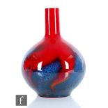 A large Royal Doulton Flambe Veined shape 1618 vase, of spherical form with a cylinder neck