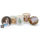 A collection of assorted Queen Victoria commemorative wares to include a Staffordshire pot '
