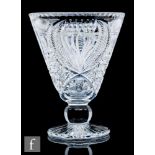 A large later 20th Century Royal Doulton Crystal glass vase of footed conical form, the body heavily