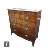 A 19th Century North Counties mahogany straight front chest, fitted with two short and three long