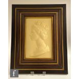 A large framed Royal Worcester portrait plaque of Her Majesty Queen Elizabeth II in profile, by