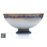 An Aldermaston studio pottery bowl decorated by Edgar Campden with an abstract pattern in a tonal