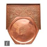 Two Keswick School of Industrial Arts, Arts and Crafts copper trays, to include a rectangular