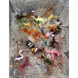 An assorted collection of lampwork glass stylised animals, to include cats, elephants, horses,