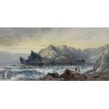 FREDERICK WILLIAM STURGE (1858-1939) - Figures in a rocky coastal landscape, watercolour, signed,