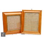 Two 19th Century framed samplers, the first worked by Martha Foster aged 8 years in 1863 with the