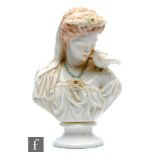 A 19th Century bust modelled as Lesbia with her sparrow on her shoulder, unmarked but attributed