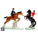 Two Beswick hunting figures comprising Huntsman (On Rearing Horse) model 868, printed crest mark,