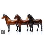 Three Beswick horse comprising Exmoor Pony 'Heatherman' model 1645, Dartmoor Pony 'Warlord' model