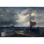 JOHN HOLDEN (LATE 19TH TO EARLY 20TH CENTURY) - Ships on choppy waters, pastel on paper, signed