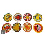 Eight Wedgwood Clarice Cliff Bradford Exchange wall plates patterns comprising Gayday, Floreat,