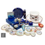 A collection of assorted Halcyon Days Enamels to include items for the Hotel Ritz Paris, pendants,