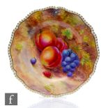 A Royal Worcester Fallen Fruits cabinet plate decorated by Maybury with hand painted peaches, red