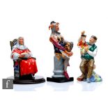 Three Royal Doulton figures comprising The Jester HN2016, The Puppetmaker HN2253 and The Judge