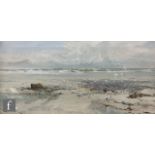 FRANK WASLEY (1848-1934) - A beach scene with incoming tide, oil on canvas, signed, framed, 30cm x