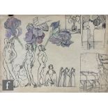 ALBERT WAINWRIGHT (1898-1943) - Four sketch book pages depicting female nudes in various poses, also