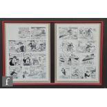 Four framed pieces of comic book art, to include Look-In and Dredd. (4)