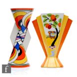 A Wedgwood Clarice Cliff Bradford Exchange Yo Yo vase decorated in the Swirls pattern, together with