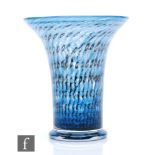 A mid 20th Century Kosta glass vase, designed by Bertil Vallien, of cylinder form with flared rim,