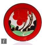 A boxed Wedgwood Clarice Cliff Collectors Club charger decorated in the Red Autumn pattern, diameter