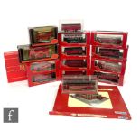 A collection of diecast model buses, all Midland Red, mostly Corgi Original Omnibus Company but also