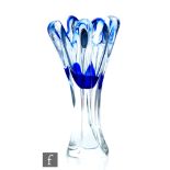 A 20th Century Val St Lambert style glass vase, of waisted form with pulled rim, internally