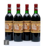 Four bottles of 1986 Chateau Ducru-Beaucaillou, red, Bordeaux, 750ml.