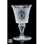 A 20th Century Richardsons clear crystal glass goblet, the bowl of flared bucket form with