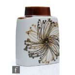 A Royal Copenhagen Fajance pillow vase decorated with stylised seedheads designed by Ellen Malmer,