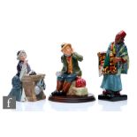 Three Royal Doulton figurines comprising Carpet Seller HN1464, Schoolmarm HN2223 and Owd Willum