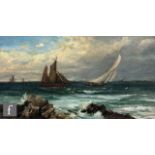 JOHN SMITH (LATE 19TH CENTURY) - 'Shipping off the North East coast', oil on canvas, framed, 24cm