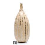 A contemporary studio pottery bottle vase by Charlotte Howison, decorated with an olive green and