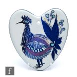 A 1960s Royal Copenhagen Aluminia heart shaped plaque designed by Marianne Johnson, decorated with a