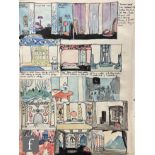 ALBERT WAINWIGHT (1898-1943) - Four double sided sketch book pages illustrating set designs and