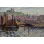 ENGLISH SCHOOL (EARLY 20TH CENTURY) - 'Whitby Harbour', oil on canvas, signed with initials 'J.N.