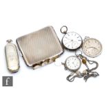 Two items of hallmarked silver, a vesta and sovereign case combination with a cigarette case,