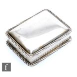 A Victorian hallmarked silver box of plain rectangular form with a reeded edge, weight 100g, 8.5cm x